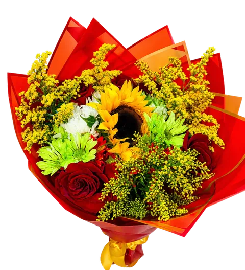 Ramo floral JYM con rosas y girasoles